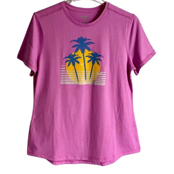 Reel Legends Pink Cotton Graphic Tee Shirt Coastal Sunset Women's Medium NEW - Picture 1 of 7